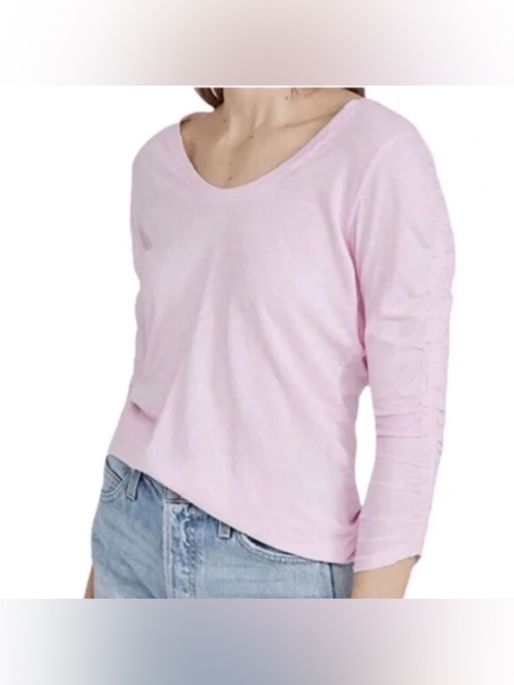 NWT SUNDRY RUCHED SLEEVE PINK T SHIRT